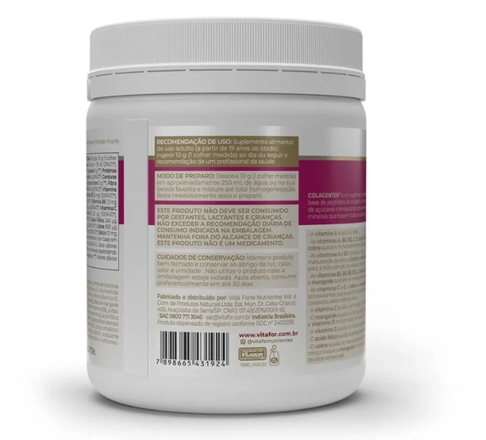 Colágeno Colagentek, 300g, Sabor Neutro, Vitafor