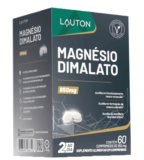 Magnésio Dimalato Max, 60 Cápsulas, Lauton Nutrition