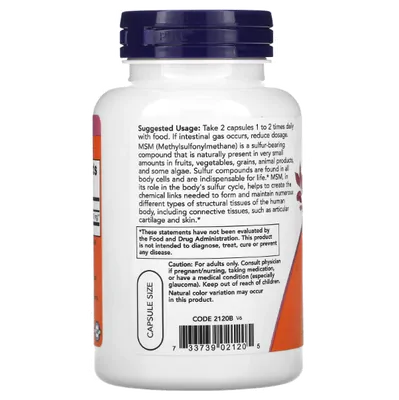 MSM, 1000mg, 120 Cápsulas, Now