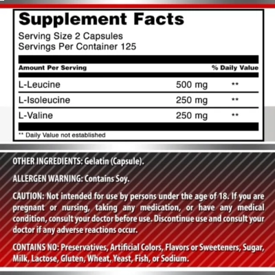 BCAA 2:1:1 1000mg 250 Cápsulas, Amazing Formulas