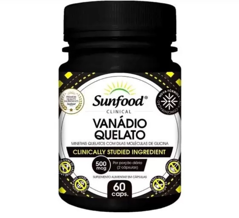 Vanádio Quelato, 500Mcg, 60 Cápsulas, Sunfood