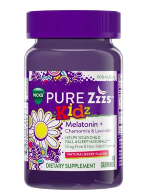 Melatonina Kids, PURE Zzzs Kidz, Camomila E Lavanda, 48 Gomas, Vicks