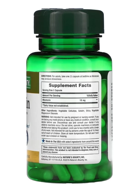 Melatonina, 10 mg, 60 Cápsulas, Nature's Bounty