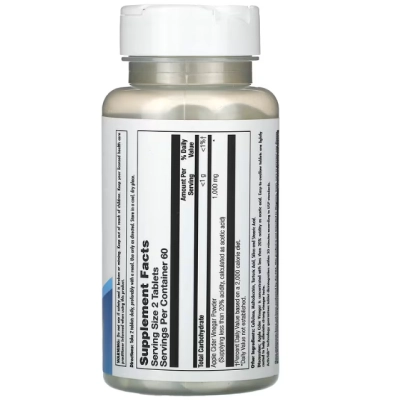 Apple Cider Vinegar 1000mg, Vinagre de Maçã, 120 Comprimidos, KAL