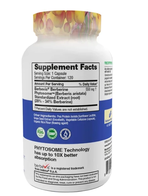 Berberina Phytosome, 120 Cápsulas Alta Absorção, Feel Good