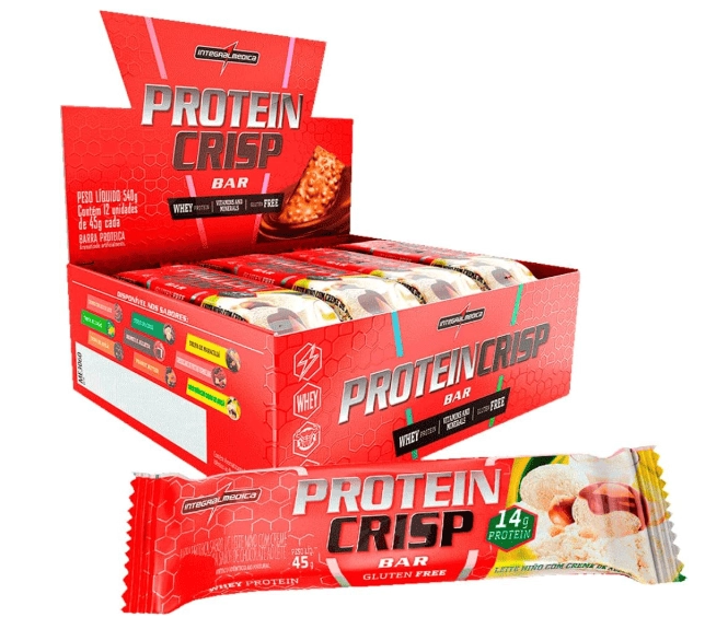 Barra Proteína Crisp Bar, Sabores, 3 Unidades, 45g Cada, Integralmédica