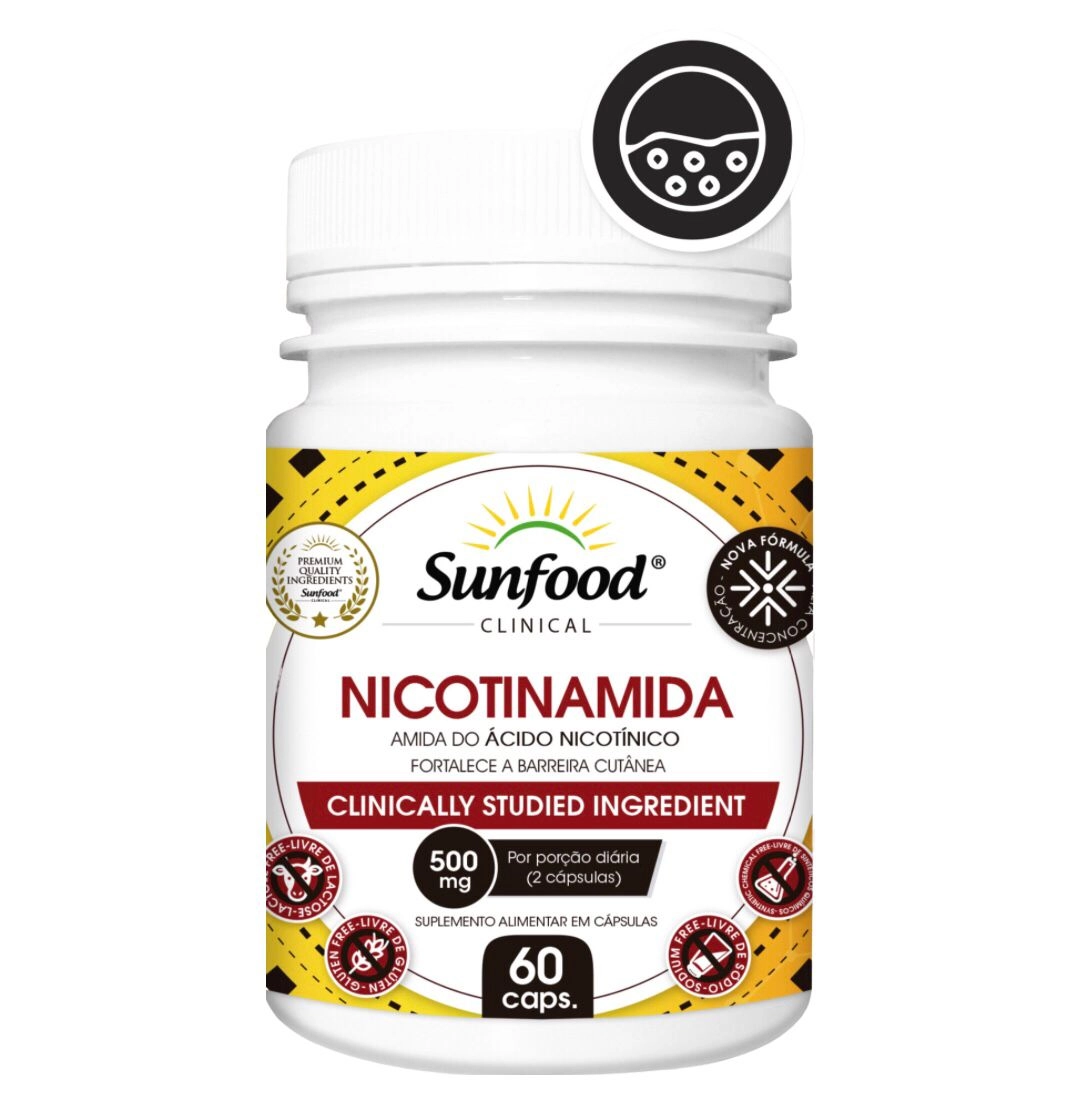 Nicotinamida (Niacinamida), 500mg, 60 cápsulas, Sunfood
