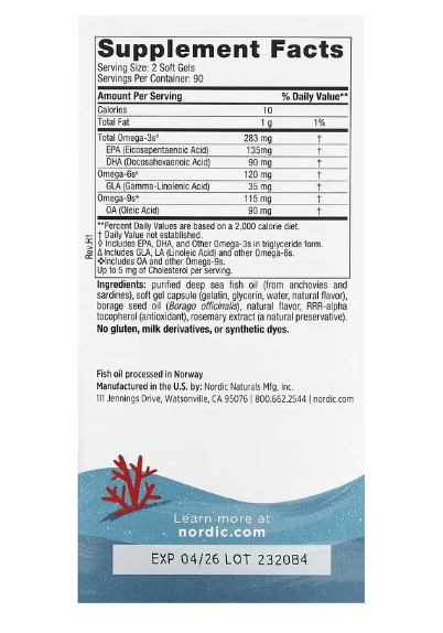 Complete Omega Junior 283mg, 180 Mini softgel Limão, Nordic Naturals