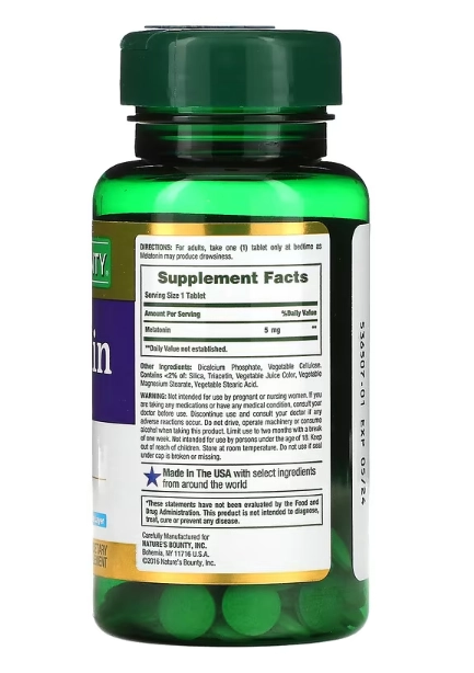 Melatonina 5mg Bi-Layer, 60 Comprimidos, Nature's Bounty