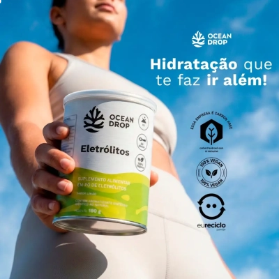 Eletólitos, Suporte à Hidratação e Reposição de Minerais, 180g, 60 Doses, Ocean Drop