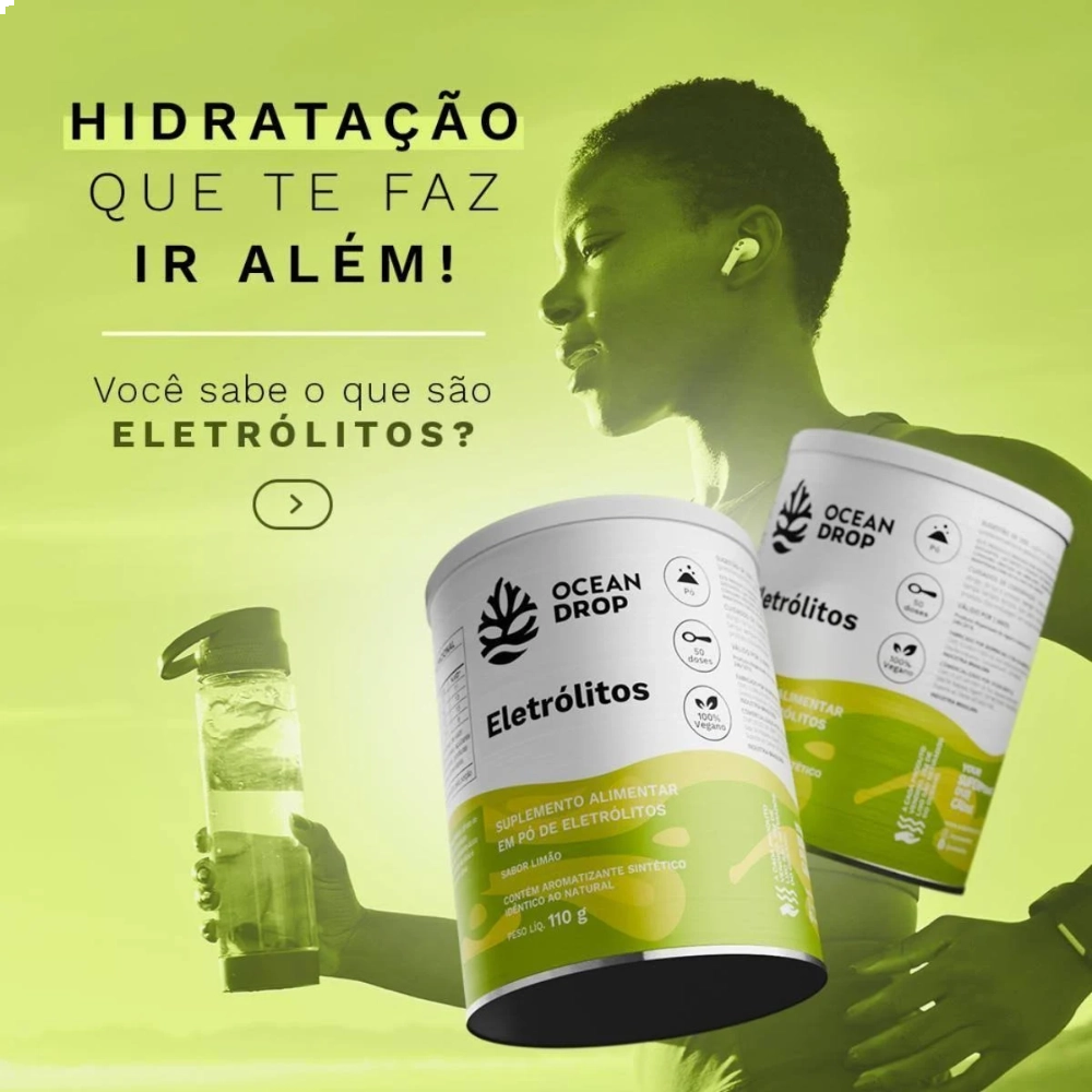 Eletrólitos Em Pó Limão 100% Vegano (180g) - Ocean Drop