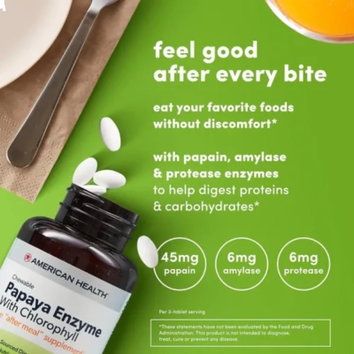 Enzima de Mamão, 45mg, 250 Tabletes, American Health