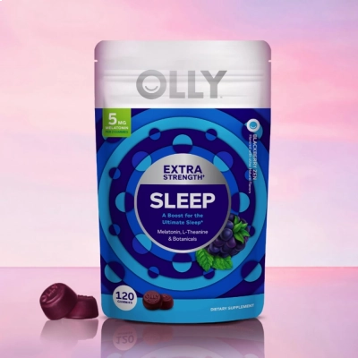 Extra Strength Sleep, Melatonina 5mg, com L-teanina, 60 ou 120 Gomas Sabor Blackberry, OLLY