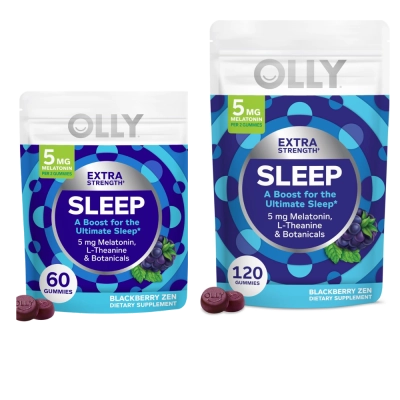 Extra Strength Sleep, Melatonina 5mg, com L-teanina, 60 Gomas Sabor Blackberry, OLLY Extra Strength Sleep, Melatonina 5mg, com L-teanina, 60 Gomas Sabor Blackberry, OLLY
