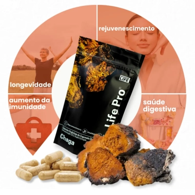 Extrato Chaga, Cogumelo do Antienvelhecimento, Para Pele e Bem-estar Digestivo, 90 Cápsulas, Microdose Life