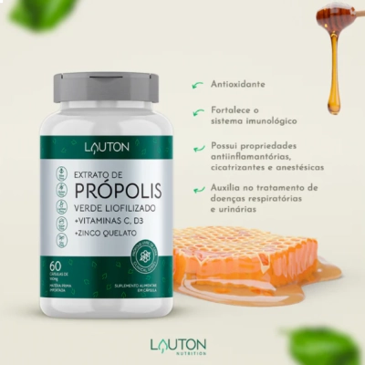 Extrato de Própolis Verde Liofilizado - 60 comprimidos - Lauton