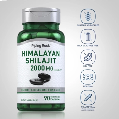Extrato de Shilajit, 2000mg, 90 cápsulas, PipingRock