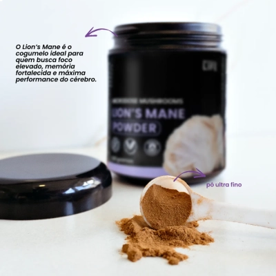 Extrato Lions's Mane Powder,  Juba de leão, 100g, Auxilio no Foco e Memória, Microdose Life