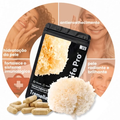 Extrato Tremella pele revitalizada e hidratação profunda sabor sem sabor, 90 Cápsulas - Microdose Life