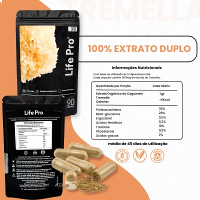 Extrato Tremella pele revitalizada e hidratação profunda sabor sem sabor, 90 Cápsulas - Microdose Life
