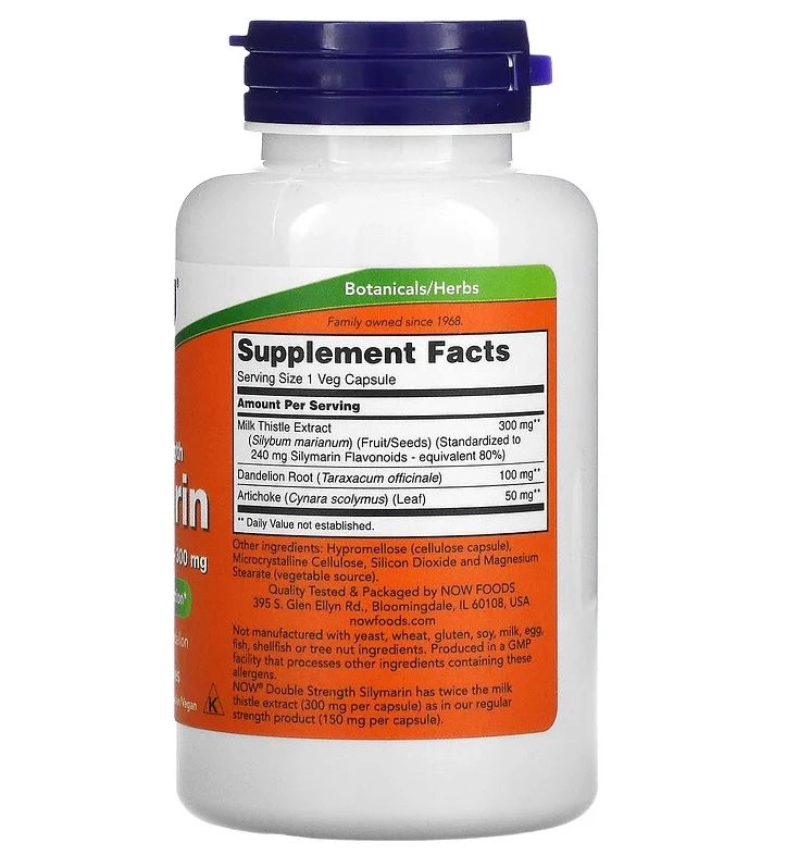Milk Thistle, Silymarin de Dosagem Dupla, 300 mg, 100 Cápsulas, Now