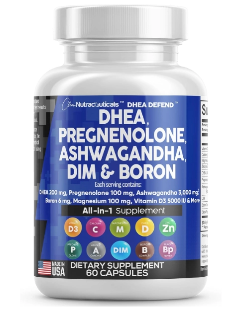 DHEA 200mg, com Pregnenolona 100mg, 60 cápsulas, Clean Nutraceuticals