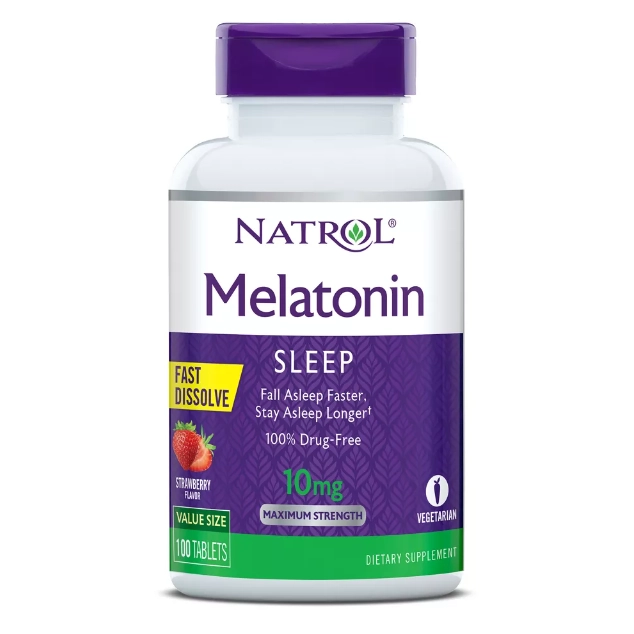 Melatonina, 10mg, 100 Comprimidos, Fast Dissolve, Sabor Morango, Natrol