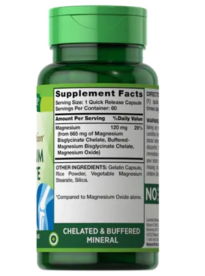 Magnésio Glicinato 200mg, 60 cápsulas, Nature's Truth
