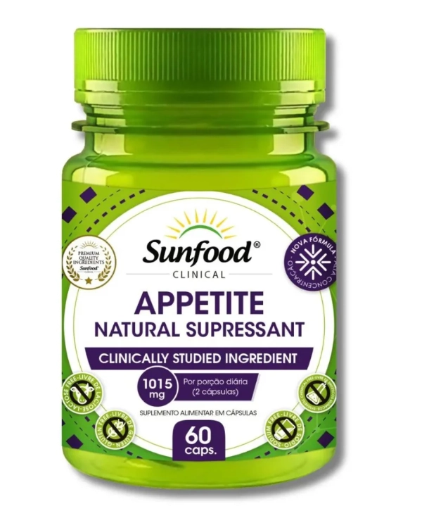 Appetite Natural, Reduzir o apetite, 1015mg, 60 Cápsulas, Sunfood