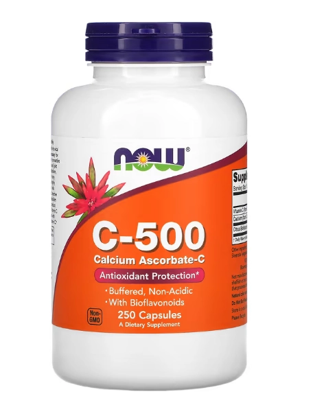 Vitamina C-500, Ascorbato de Cálcio-C, 250 Cápsulas, Now