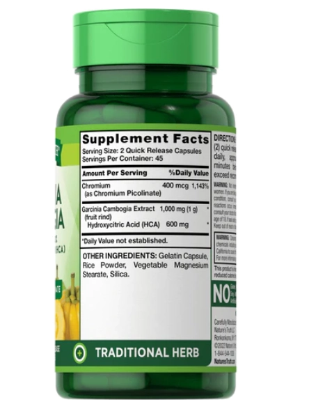 Garcinia Cambogia, com Cromo, 1000mg, 90 cápsulas, Nature's Truth