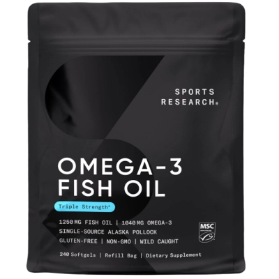 Ômega 3 Tripla Potência, Óleo de Peixe 1250 mg, 240 Cápsulas, Sports Research