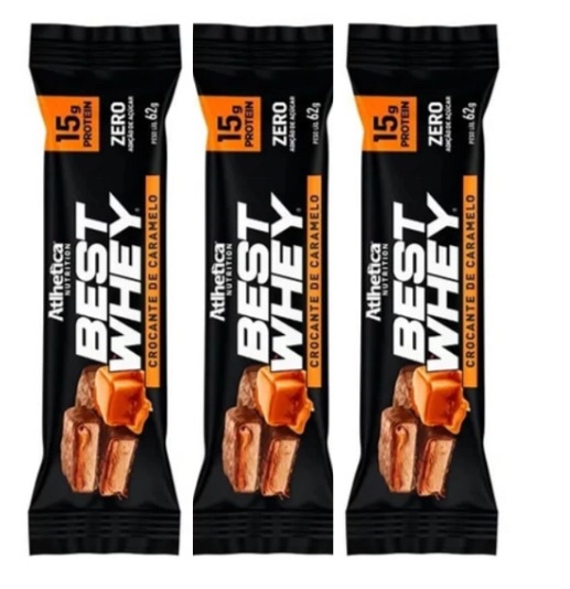 Barra Best Whey Bar, Sabores, 3 Unidades 62g Cada, Atlhetica Nutrition