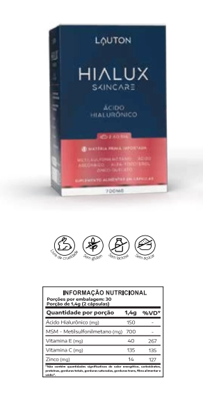 Hialux Ácido Hialurônico, 60 Cápsulas, Lauton Nutrition