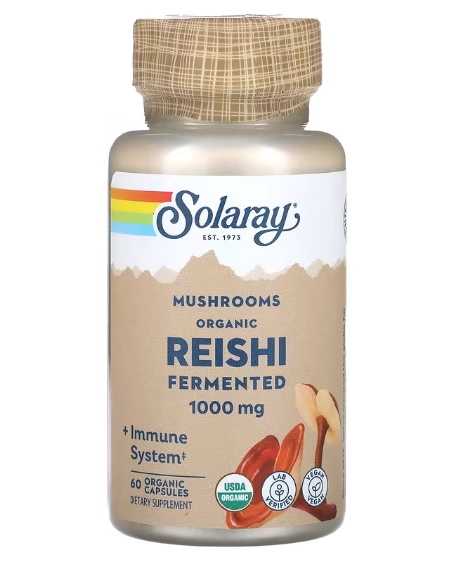 Cogumelo Reishi Fermentado, 1000mg, 60 Cápsulas, Solaray