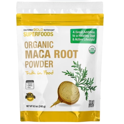 Raiz de Maca Peruana Orgânica Certificada, 240g em Pó, California Gold Nutrition