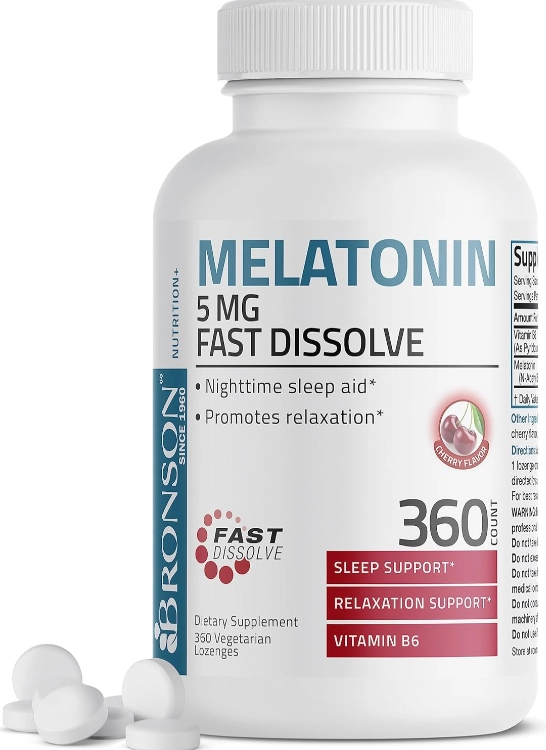 Melatonina 5mg, 360 Comprimidos Sublinguais Sabor Cereja, Bronson