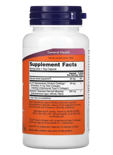 UC-II, Colágeno Tipo II, Saúde das articulações, 40mg, 120 Cápsulas, Now