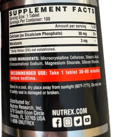 Melatonina 3mg, 100 comprimidos, Nutrex