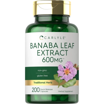 Extrato de Folha de Banaba, 600mg, 200 Cápsulas, Carlyle