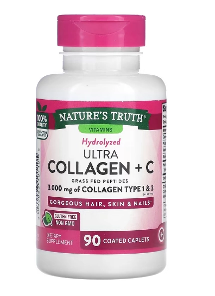 Ultra Colágeno com Vitamina C, 3000mg, 90 Cápsulas, Nature's Truth