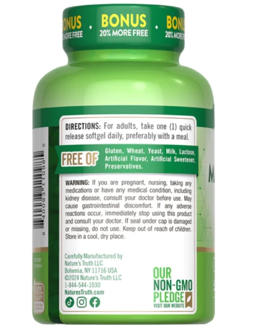 Magnésio 400mg, Extra Forte, 72 Cápsulas, Nature's Truth