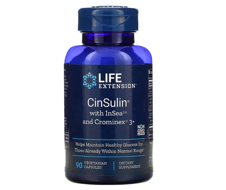 CinSulin com InSea2 e Crominex 3+, 175mg,  90 Cápsulas, Life Extension - Vitaminas Brasil