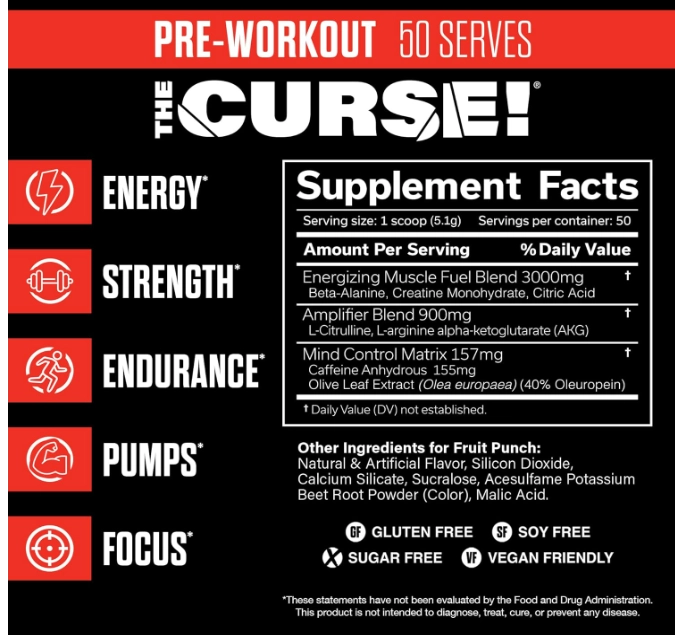 Pré-treino The Curse! 250g Sabor Fruit Punch, JNX Sports