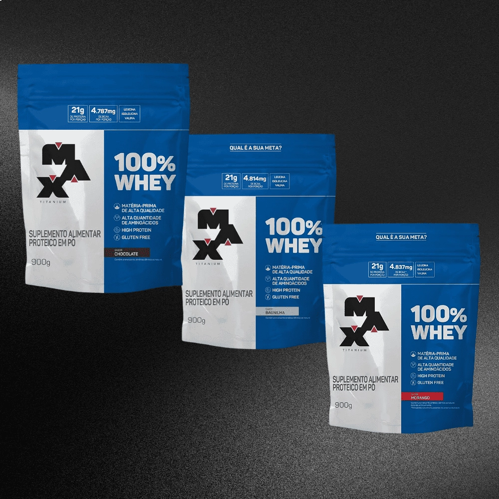 Whey Protein Concentrado 100% 900g Refil Max Titanium