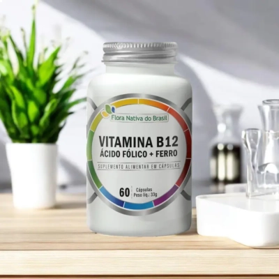 Vitamina B12, Ácido Fólico + Ferro, 60 Cápsulas, Flora Nativa