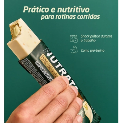 Barra Proteica Bacio di Latte, 3 Unidades 40g Cada, Sabor Pistache com Chocolate Branco, Nutrata