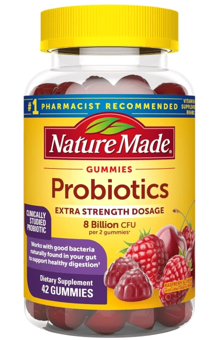 Probiotics, Probióticos 8 Bilhões de UFC, 42 Gomas Sabor Frutas Vermelhas, Nature Made