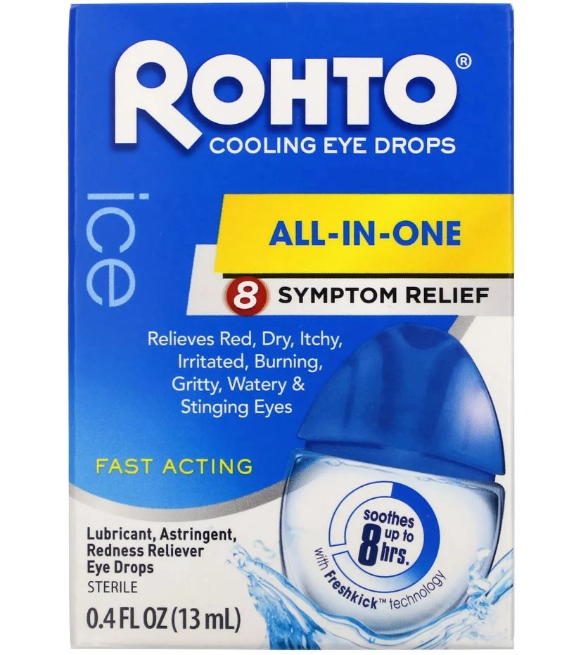 Colírio Refrescante, Ice, All-in-One, 13 ml, Rohto