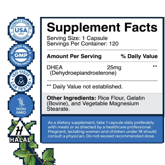 DHEA 25mg, 120 Cápsulas, Natures Craft